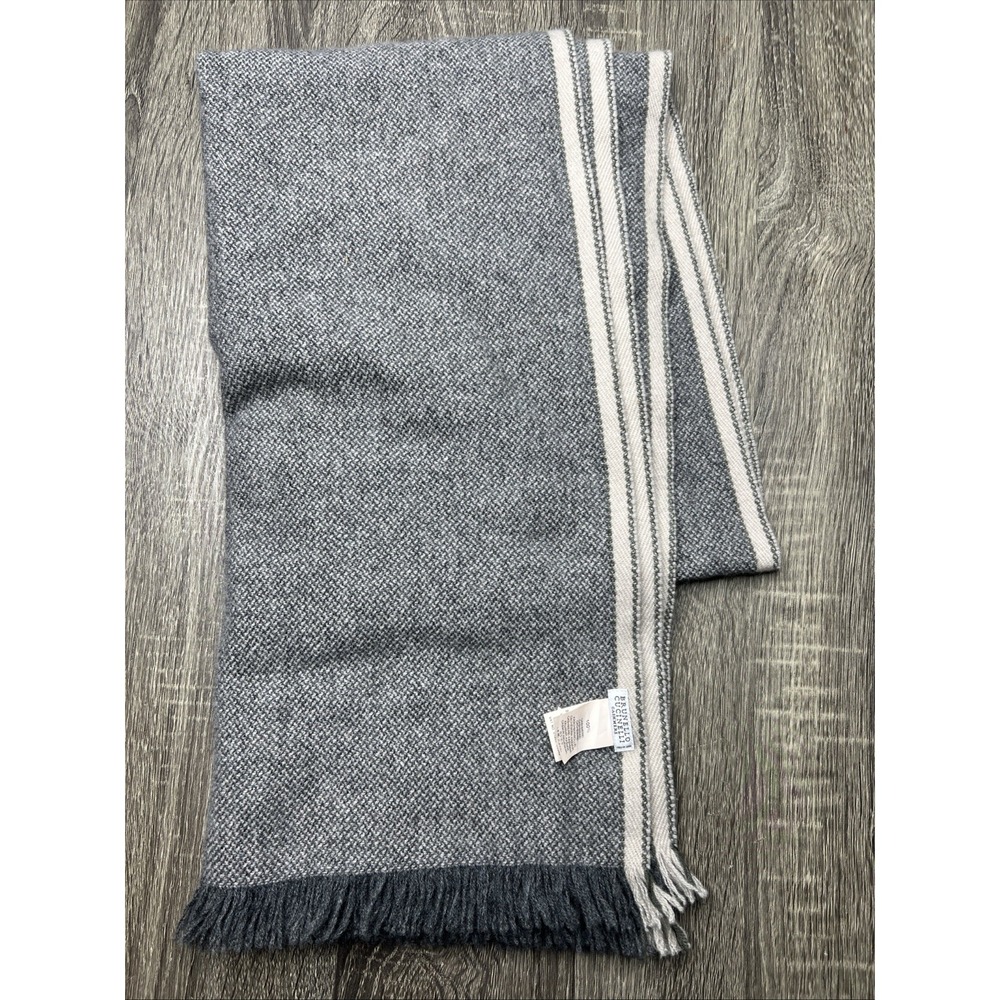 Brunello Cucinelli 100% Cashmere Shawl Scarf Wrap Grey Gray 19" x 68" Unisex